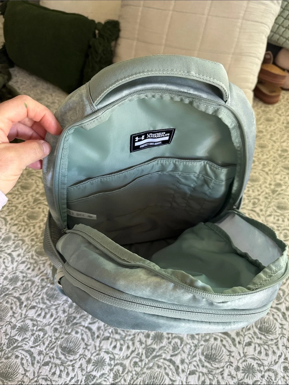 NWOT, Under Armour Slate Green Camo-Pattern Backpack